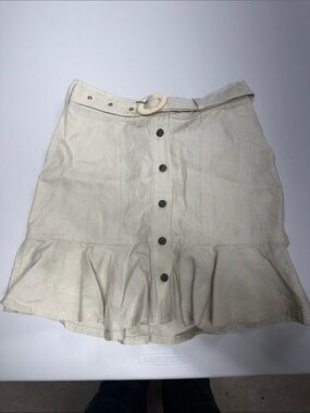 Banana Republic Cream Button-Front Circle Skirt with Woven Belt